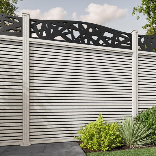 Hudson Prism Curved Top Fence Panel - Light Stone - with our composite posts