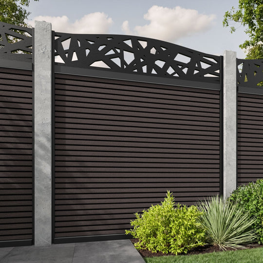 Hudson Prism Curved Top Fence Panel - Mid Brown - for existing concrete posts