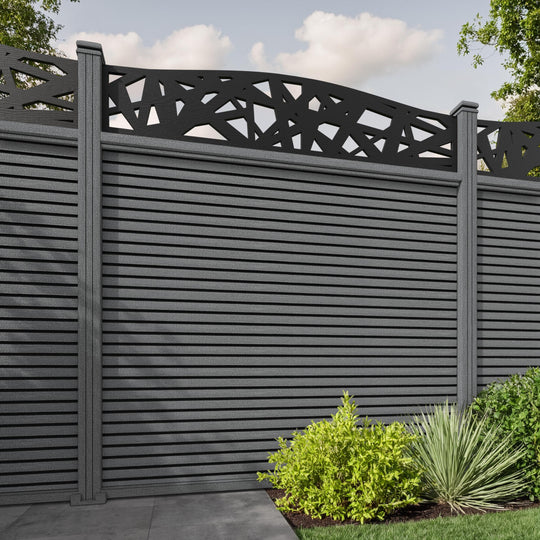 Hudson Prism Curved Top Fence Panel - Mid Grey - with our composite posts