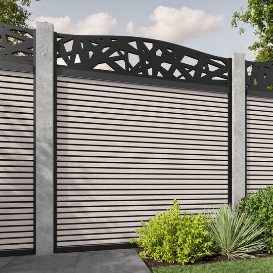 Hudson Prism Curved Top Fence Panel - Mid Stone - for existing concrete posts
