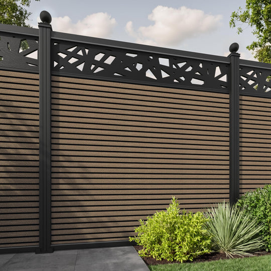 Hudson Prism Fence Panel - Teak - with our aluminium posts