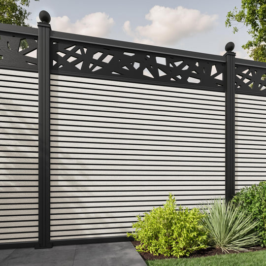 Hudson Prism Fence Panel - Light Stone - with our aluminium posts