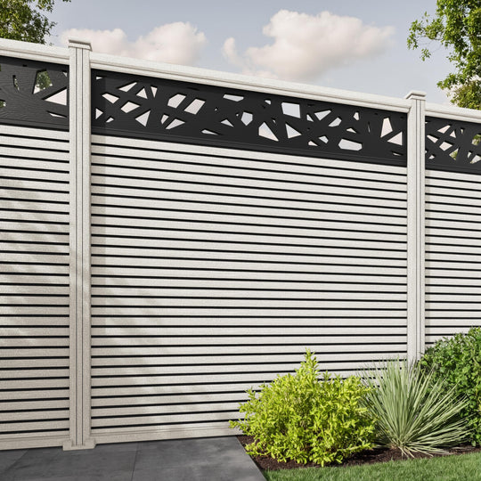 Hudson Prism Fence Panel - Light Stone - with our composite posts