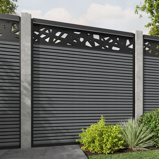 Hudson Prism Fence Panel - Mid Grey - for existing concrete posts