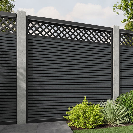 Hudson Hive Fence Panel - Dark Grey - for existing concrete posts