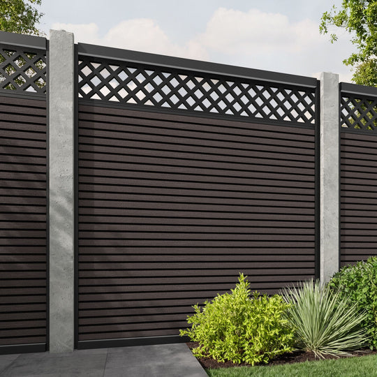 Hudson Hive Fence Panel - Mid Brown - for existing concrete posts