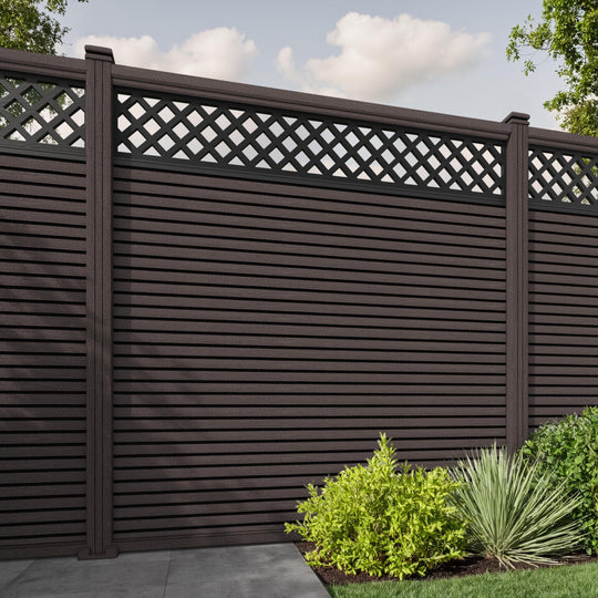 Hudson Hive Fence Panel - Mid Brown - with our composite posts