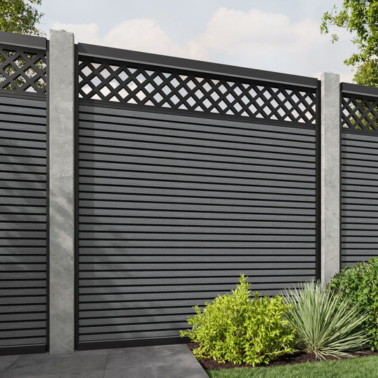 Hudson Hive Fence Panel - Mid Grey - for existing concrete posts