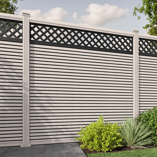 Hudson Hive Fence Panel - Mid Stone - with our composite posts