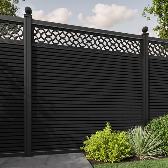 Hudson Vida Fence Panel - Black - with our aluminium posts