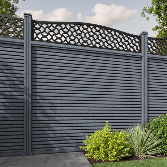 Hudson Vida Curved Top Fence Panel - Anthracite - with our composite posts