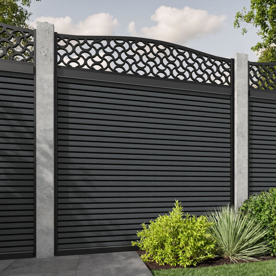Hudson Vida Curved Top Fence Panel - Dark Grey - for existing concrete posts
