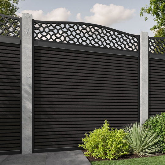Hudson Vida Curved Top Fence Panel - Dark Oak - for existing concrete posts