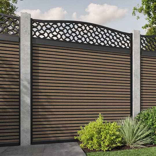 Hudson Vida Curved Top Fence Panel - Teak - for existing concrete posts