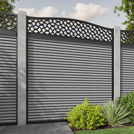 Hudson Vida Curved Top Fence Panel - Light Grey - for existing concrete posts