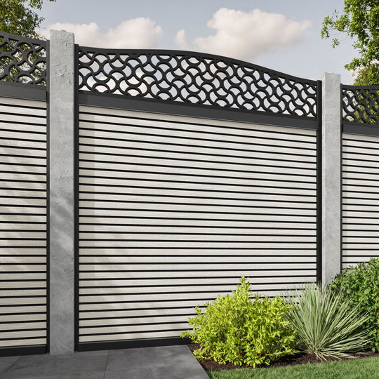 Hudson Vida Curved Top Fence Panel - Light Stone - for existing concrete posts