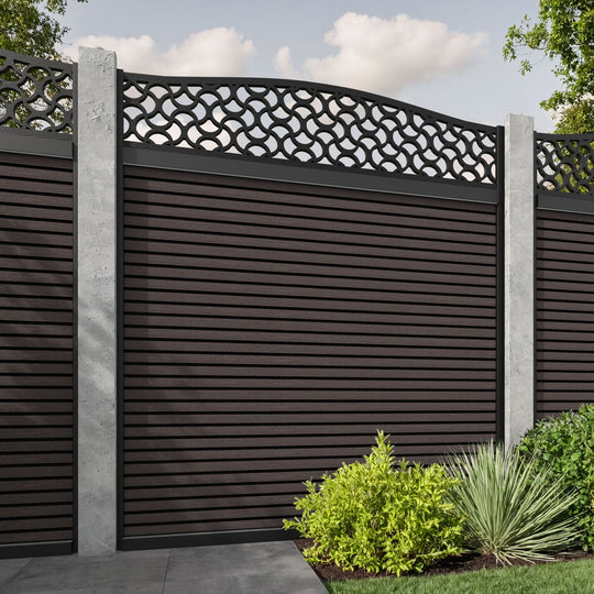 Hudson Vida Curved Top Fence Panel - Mid Brown - for existing concrete posts