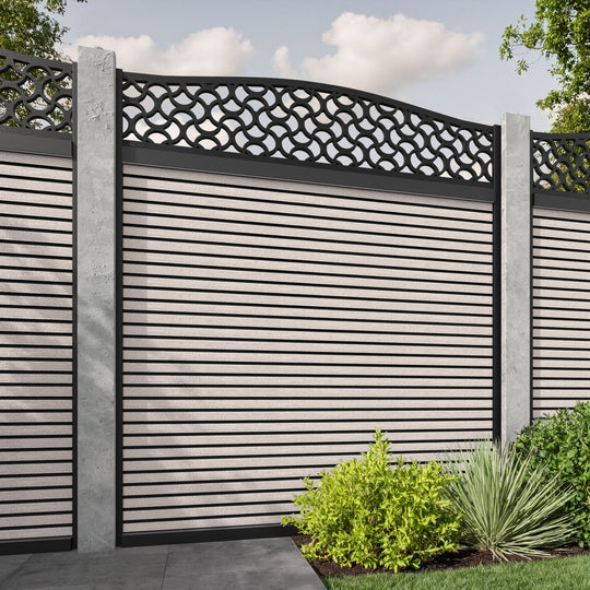 Hudson Vida Curved Top Fence Panel - Mid Stone - for existing concrete posts