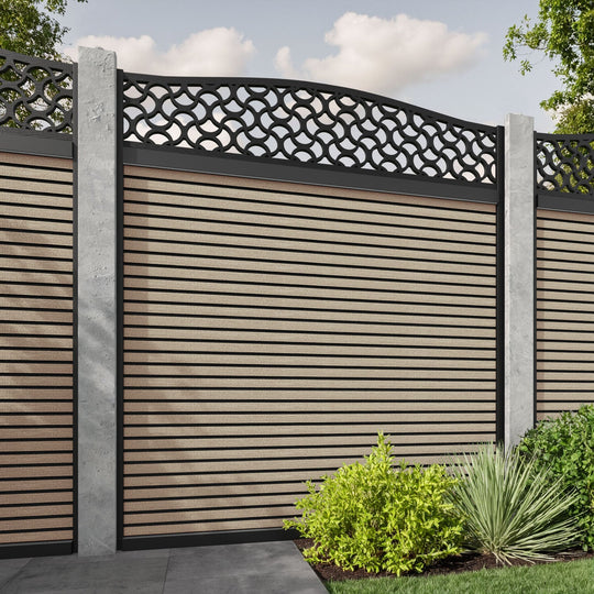 Hudson Vida Curved Top Fence Panel - Light Oak - for existing concrete posts