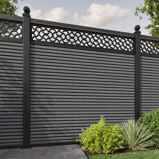 Hudson Vida Fence Panel - Mid Grey - with our aluminium posts