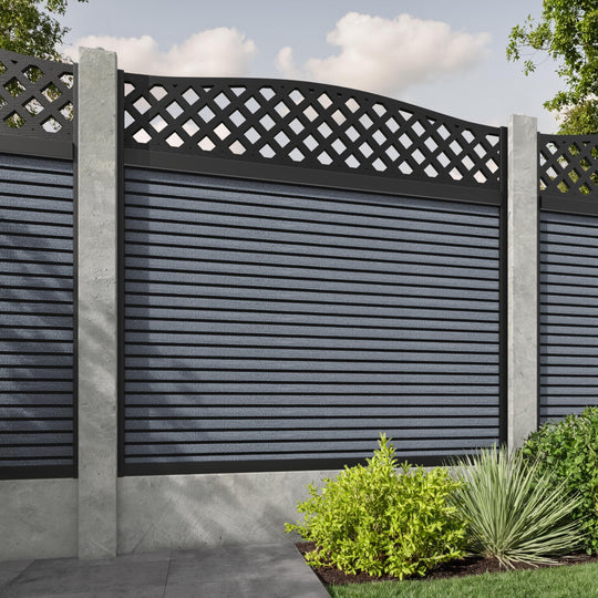 Hudson High Wave Curved Top Fence Panel - Anthracite - for existing concrete posts