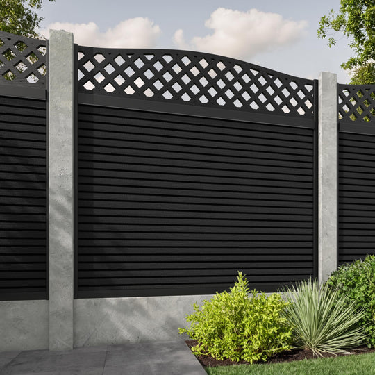 Hudson High Wave Fence Panel - Black - for existing concrete posts