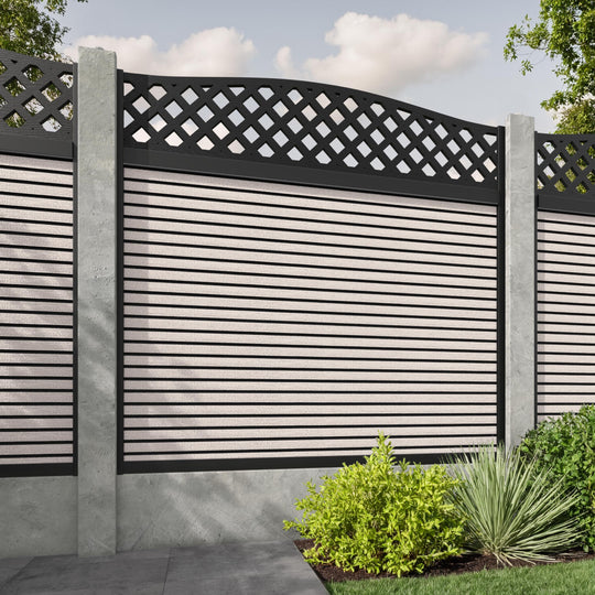 Hudson High Wave Curved Top Fence Panel - Mid Stone - for existing concrete posts