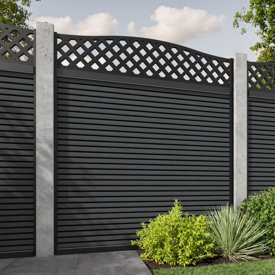 Hudson High Wave Fence Panel - Dark Grey - for existing concrete posts