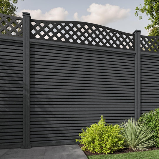 Hudson High Wave Fence Panel - Dark Grey - with our composite posts
