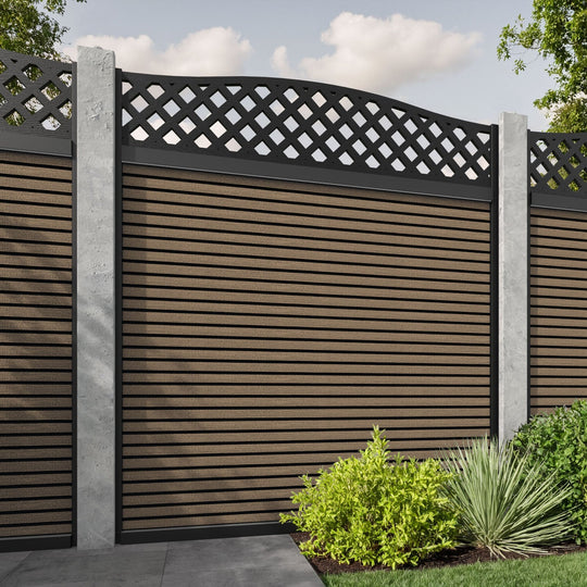 Hudson High Wave Fence Panel - Teak - for existing concrete posts