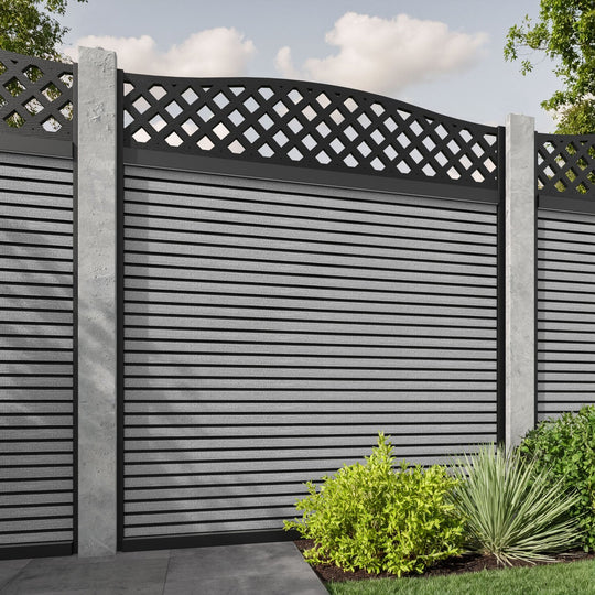 Hudson High Wave Fence Panel - Light Grey - for existing concrete posts