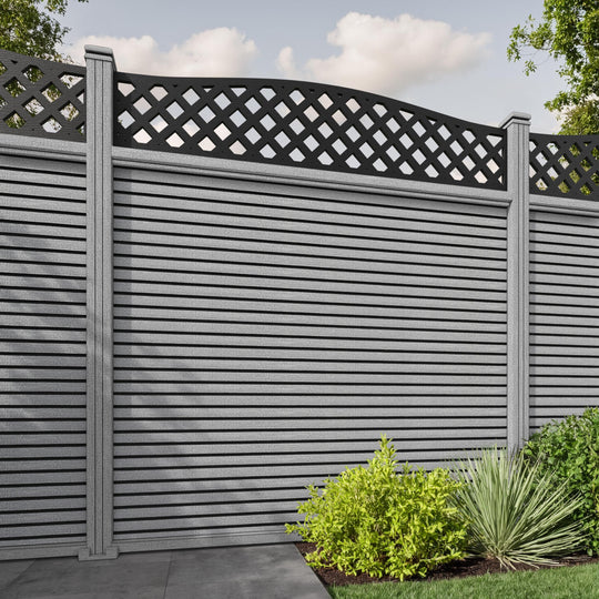 Hudson High Wave Fence Panel - Light Grey - with our composite posts