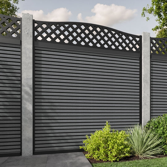 Hudson High Wave Fence Panel - Mid Grey - for existing concrete posts
