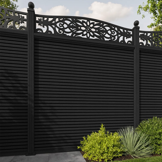 Hudson Windsor Curved Top Fence Panel - Black - with our composite posts