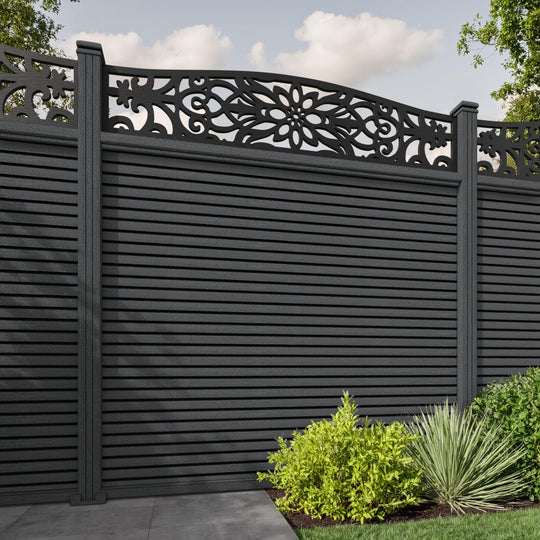 Hudson Windsor Curved Top Fence Panel - Dark Grey - with our composite posts
