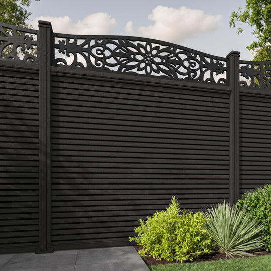 Hudson Windsor Curved Top Fence Panel - Dark Oak - with our composite posts