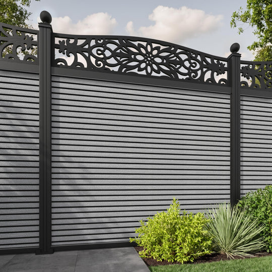 Hudson Windsor Curved Top Fence Panel - Light Grey - with our aluminium posts