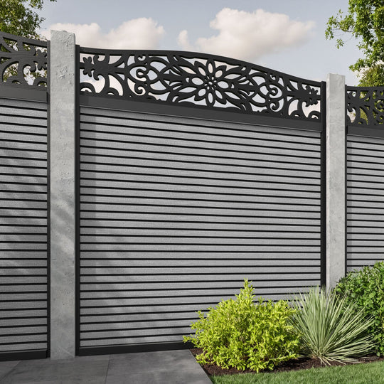 Hudson Windsor Curved Top Fence Panel - Light Grey - for existing concrete posts