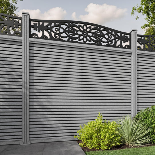 Hudson Windsor Curved Top Fence Panel - Light Grey - with our composite posts