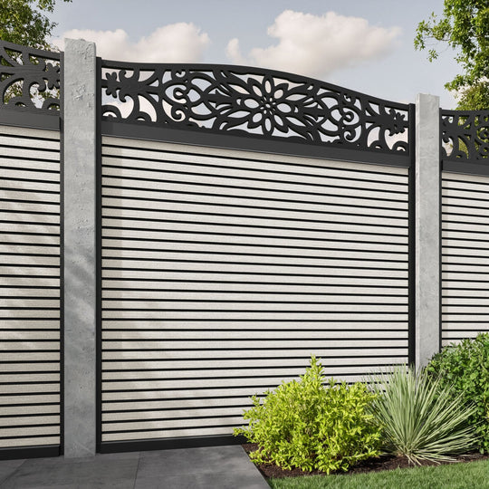 Hudson Windsor Curved Top Fence Panel - Light Stone - for existing concrete posts