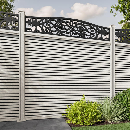 Hudson Windsor Curved Top Fence Panel - Light Stone - with our composite posts