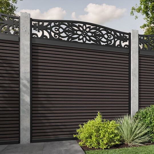 Hudson Windsor Curved Top Fence Panel - Mid Brown - for existing concrete posts