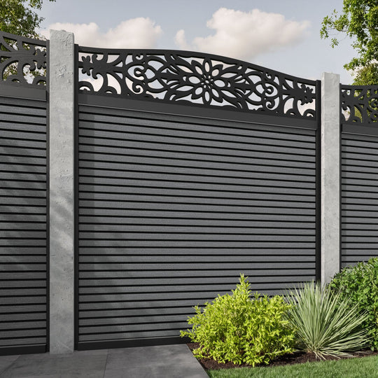 Hudson Windsor Curved Top Fence Panel - Mid Grey - for existing concrete posts