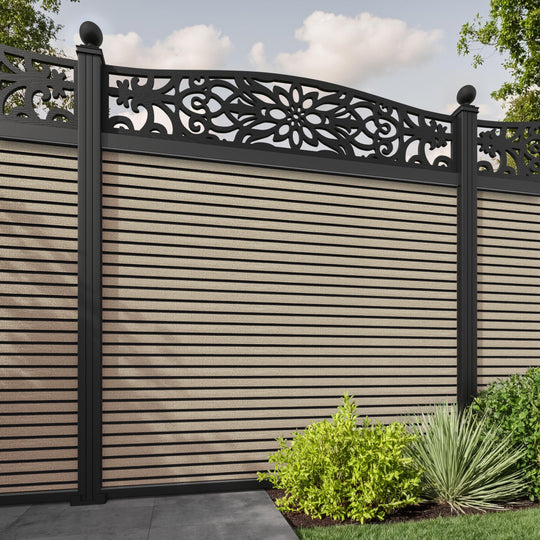 Hudson Windsor Curved Top Fence Panel - Light Oak - with our aluminium posts