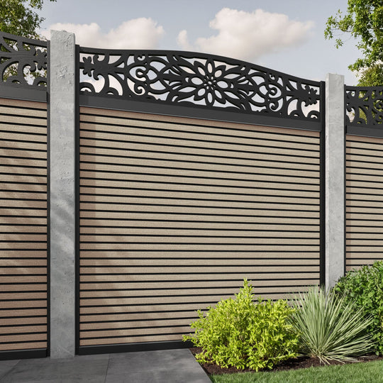 Hudson Windsor Curved Top Fence Panel - Light Oak - for existing concrete posts