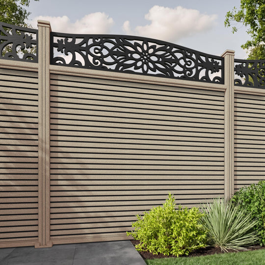 Hudson Windsor Curved Top Fence Panel - Light Oak - with our composite posts