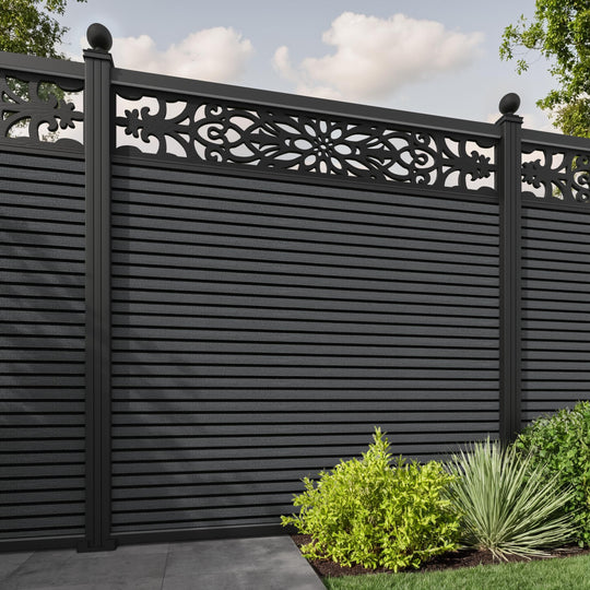 Hudson Windsor Fence Panel - Dark Grey - with our aluminium posts