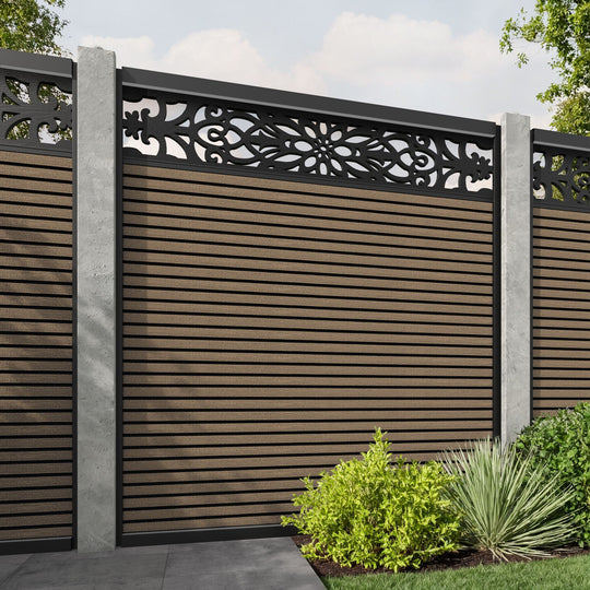 Hudson Windsor Fence Panel - Teak - for existing concrete posts