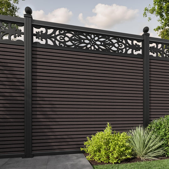 Hudson Windsor Fence Panel - Mid Brown - with our aluminium posts
