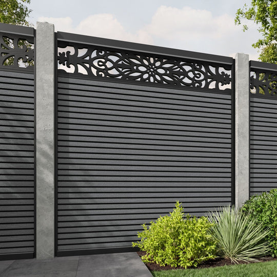 Hudson Windsor Fence Panel - Mid Grey - for existing concrete posts